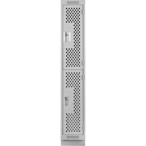 Clean Line Lockers, 2 -tier, 12" x 12" x 76", Steel, Grey, Rivet (Assembled), Perforated Quali-T-Solutions