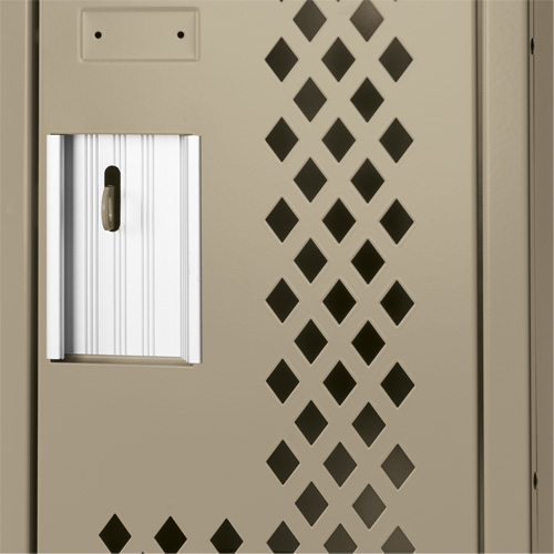 Clean Line Lockers, Bank of 3, 36" x 15" x 72", Steel, Beige, Rivet (Assembled), Perforated Quali-T-Solutions