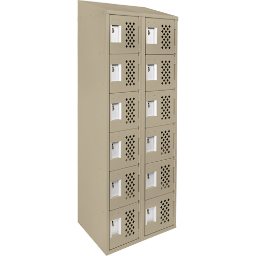 Assembled Lockerettes Clean Line Perforated Economy Lockers, 6 -tier, Bank of 2, 18" x 72" x 12", Steel Quali-T-Solutions