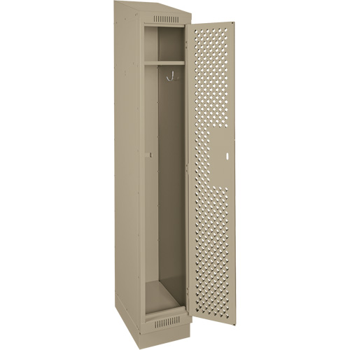 Clean Line Lockers, 12" x 15" x 82", Steel, Beige, Rivet (Assembled), Perforated Quali-T-Solutions