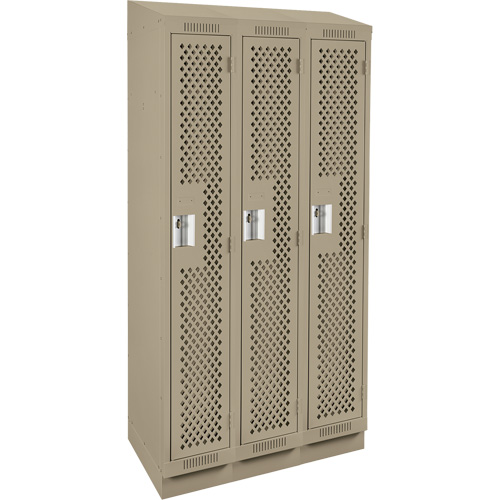 Casiers Clean Line, Bloc de 3, 36" x 15" x 82", Acier, Beige, Rivet (assembl&eacute;), Perfor&eacute; Quali-T-Solutions
