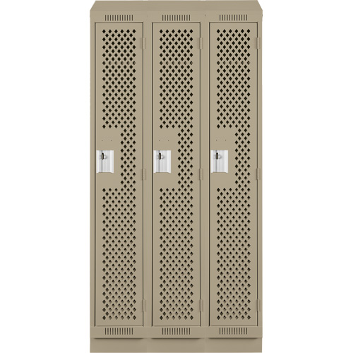 Casiers Clean Line, Bloc de 3, 36" x 15" x 82", Acier, Beige, Rivet (assembl&eacute;), Perfor&eacute; Quali-T-Solutions