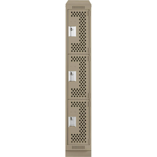 Casiers Clean Line, 3 niveaux, 12" x 15" x 82", Acier, Beige, Rivet (assembl&eacute;), Perfor&eacute; Quali-T-Solutions