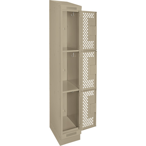 Casiers Clean Line, 3 niveaux, 12" x 15" x 82", Acier, Beige, Rivet (assembl&eacute;), Perfor&eacute; Quali-T-Solutions
