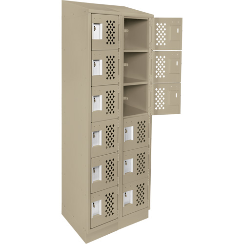 Assembled Lockerettes Clean Line Perforated Economy Lockers, 6 -tier, Bank of 2, 18" x 72" x 12", Steel Quali-T-Solutions