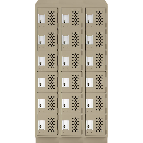 Assembled Lockerettes Clean Line Perforated Economy Lockers, 6 -tier, Bank of 3, 18" x 72" x 12", Steel Quali-T-Solutions