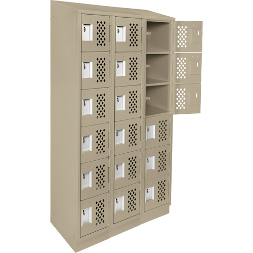 Assembled Lockerettes Clean Line Perforated Economy Lockers, 6 -tier, Bank of 3, 18" x 72" x 12", Steel Quali-T-Solutions
