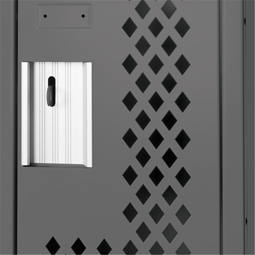 Clean Line Lockers, Bank of 2, 24" x 15" x 72", Steel, Charcoal, Rivet (Assembled), Perforated Quali-T-Solutions