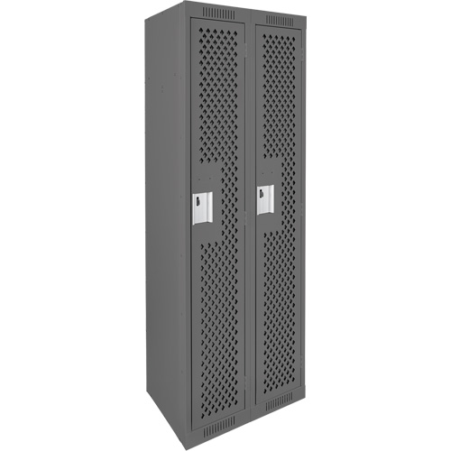 Clean Line Lockers, Bank of 2, 24" x 15" x 72", Steel, Charcoal, Rivet (Assembled), Perforated Quali-T-Solutions