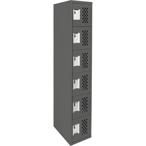 Assembled Lockerettes Clean Line Perforated Economy Lockers, 6 -tier, 18" x 72" x 12", Steel Quali-T-Solutions