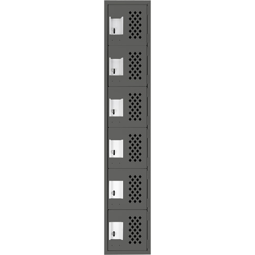 Assembled Lockerettes Clean Line Perforated Economy Lockers, 6 -tier, 18" x 72" x 12", Steel Quali-T-Solutions