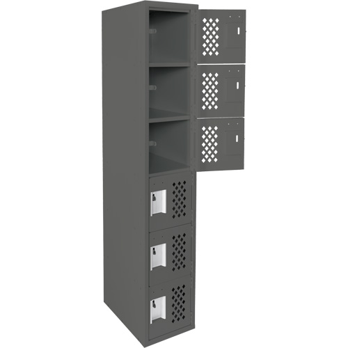 Assembled Lockerettes Clean Line Perforated Economy Lockers, 6 -tier, 18" x 72" x 12", Steel Quali-T-Solutions