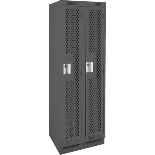 Clean Line Lockers, Bank of 2, 24" x 15" x 76", Steel, Charcoal, Rivet (Assembled), Perforated Quali-T-Solutions