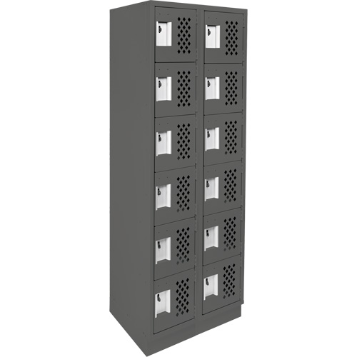 Assembled Lockerettes Clean Line Perforated Economy Lockers, 6 -tier, Bank of 2, 18" x 72" x 12", Steel Quali-T-Solutions