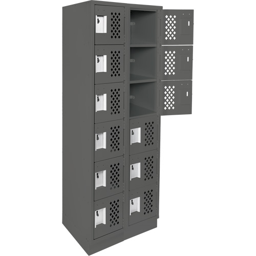 Assembled Lockerettes Clean Line Perforated Economy Lockers, 6 -tier, Bank of 2, 18" x 72" x 12", Steel Quali-T-Solutions