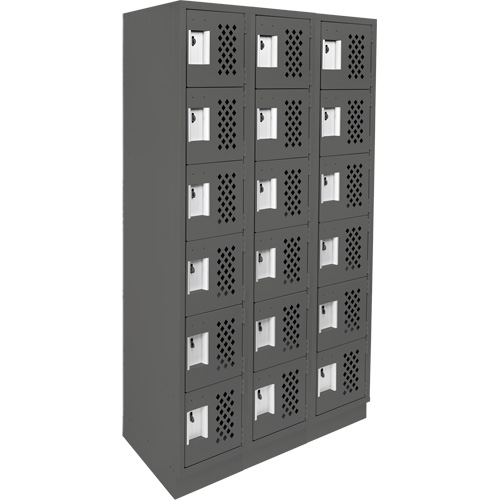 Assembled Lockerettes Clean Line Perforated Economy Lockers, 6 -tier, Bank of 3, 18" x 72" x 12", Steel Quali-T-Solutions