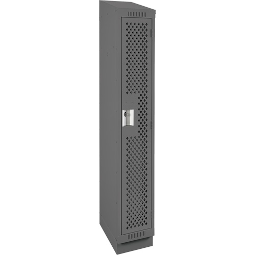 Clean Line Lockers, 12" x 15" x 82", Steel, Charcoal, Rivet (Assembled), Perforated Quali-T-Solutions