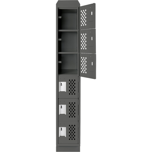 Assembled Lockerettes Clean Line Perforated Economy Lockers, 6 -tier, 18" x 72" x 12", Steel Quali-T-Solutions