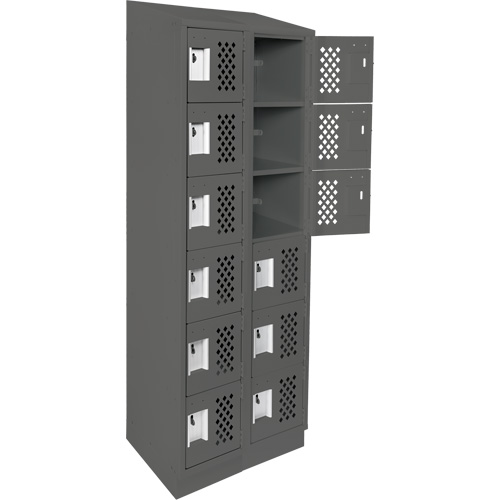 Assembled Lockerettes Clean Line Perforated Economy Lockers, 6 -tier, Bank of 2, 18" x 72" x 12", Steel Quali-T-Solutions