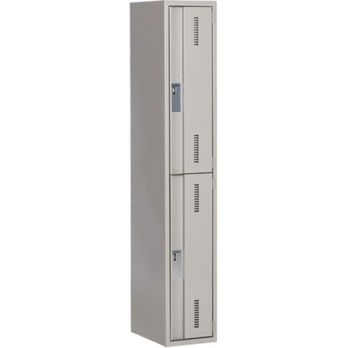 Concorde Heavy-Duty Lockers, 2 -tier, 12" x 18" x 72", Steel, Grey, Welded (Assembled) Quali-T-Solutions