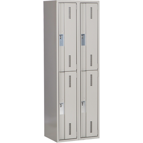 Concorde Heavy-Duty Lockers, 2 -tier, Bank of 2, 24" x 18" x 72", Steel, Grey, Welded (Assembled) Quali-T-Solutions