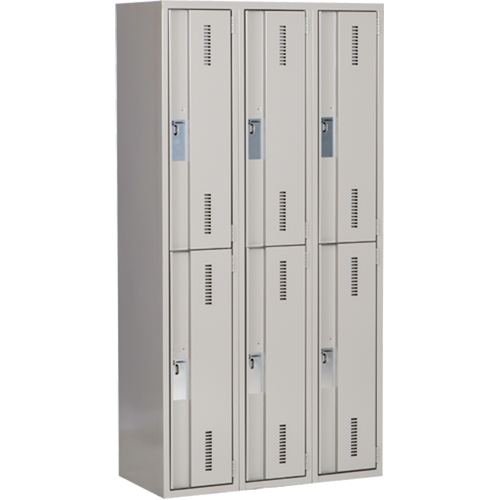 Concorde Heavy-Duty Lockers, 2 -tier, Bank of 3, 36" x 18" x 72", Steel, Grey, Welded (Assembled) Quali-T-Solutions