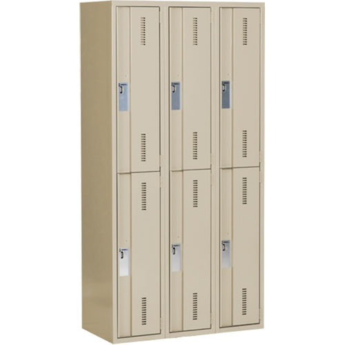 Concorde Heavy-Duty Lockers, 2 -tier, Bank of 3, 36" x 18" x 72", Steel, Beige, Welded (Assembled) Quali-T-Solutions