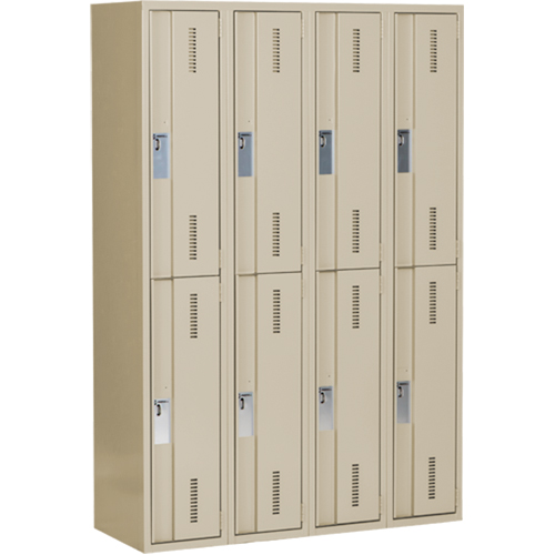 Concorde Heavy-Duty Lockers, 2 -tier, Bank of 4, 48" x 18" x 72", Steel, Beige, Welded (Assembled) Quali-T-Solutions