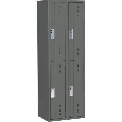 Casiers robustes Concorde, 2 niveaux, Bloc de 2, 24" x 18" x 72", Acier, Charbon, Soud&eacute; (assembl&eacute;) Quali-T-Solutions