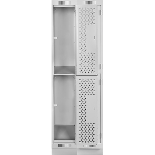 Clean Line Lockers, 2 -tier, Bank of 2, 24" x 12" x 76", Steel, Grey, Rivet (Assembled), Perforated Quali-T-Solutions