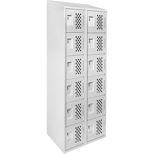 Assembled Lockerettes Clean Line Perforated Economy Lockers, 6 -tier, Bank of 2, 18" x 72" x 12", Steel Quali-T-Solutions