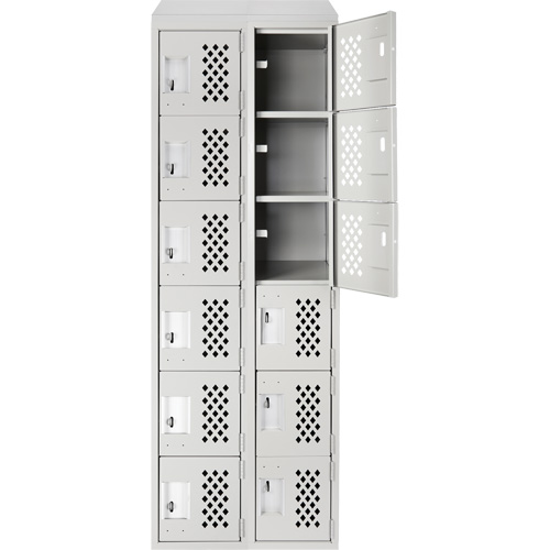 Assembled Lockerettes Clean Line Perforated Economy Lockers, 6 -tier, Bank of 2, 18" x 72" x 12", Steel Quali-T-Solutions