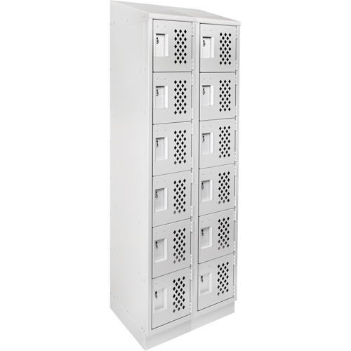 Assembled Lockerettes Clean Line Perforated Economy Lockers, 6 -tier, Bank of 2, 18" x 72" x 12", Steel Quali-T-Solutions