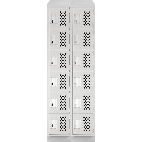 Assembled Lockerettes Clean Line Perforated Economy Lockers, 6 -tier, Bank of 2, 18" x 72" x 12", Steel Quali-T-Solutions