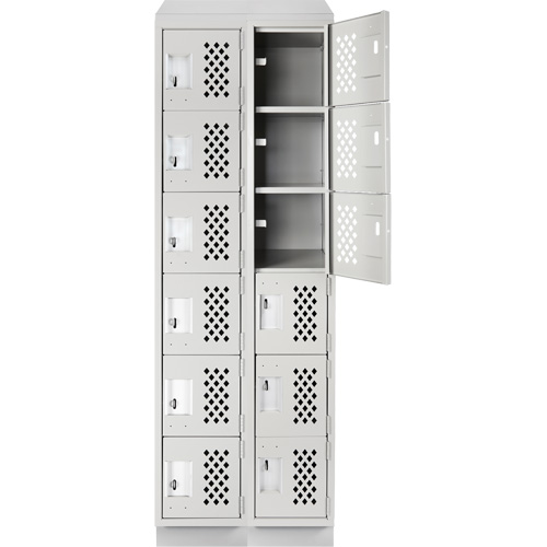 Assembled Lockerettes Clean Line Perforated Economy Lockers, 6 -tier, Bank of 2, 18" x 72" x 12", Steel Quali-T-Solutions