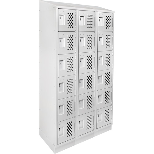Assembled Lockerettes Clean Line Perforated Economy Lockers, 6 -tier, Bank of 3, 18" x 72" x 12", Steel Quali-T-Solutions