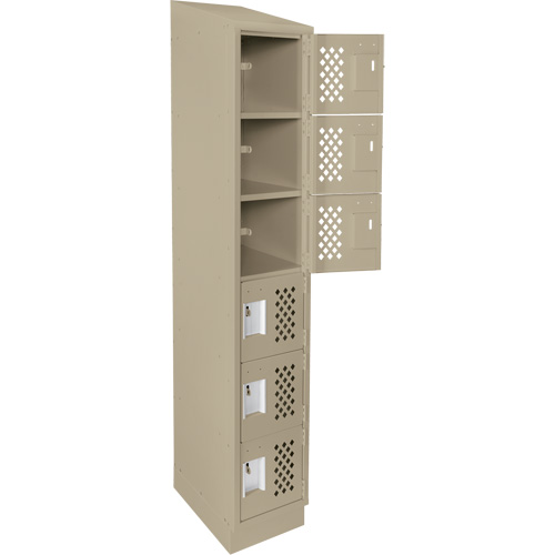 Assembled Lockerettes Clean Line Perforated Economy Lockers, 6 -tier, 18" x 72" x 12", Steel Quali-T-Solutions