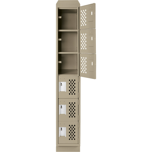 Assembled Lockerettes Clean Line Perforated Economy Lockers, 6 -tier, 18" x 72" x 12", Steel Quali-T-Solutions