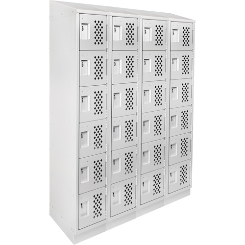 Assembled Clean Line Perforated Economy Lockers, 6 -tier, Bank of 4, 18" x 72" x 12", Steel Quali-T-Solutions