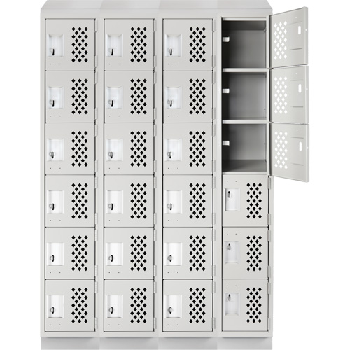 Assembled Clean Line Perforated Economy Lockers, 6 -tier, Bank of 4, 18" x 72" x 12", Steel Quali-T-Solutions