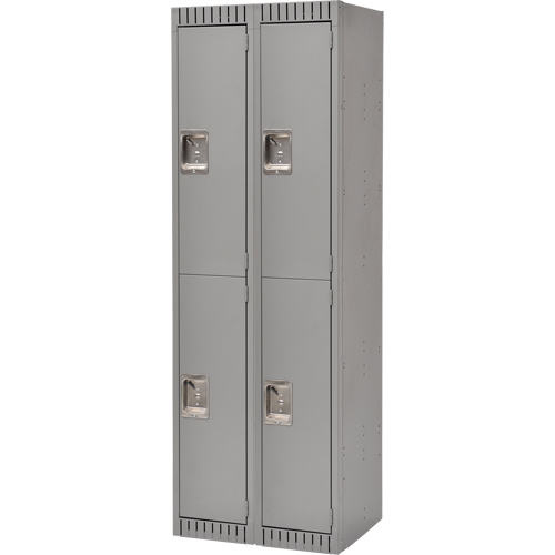 Lockers, 2 -tier, Bank of 2, 24" x 18" x 72", Steel, Grey, Knocked Down Quali-T-Solutions