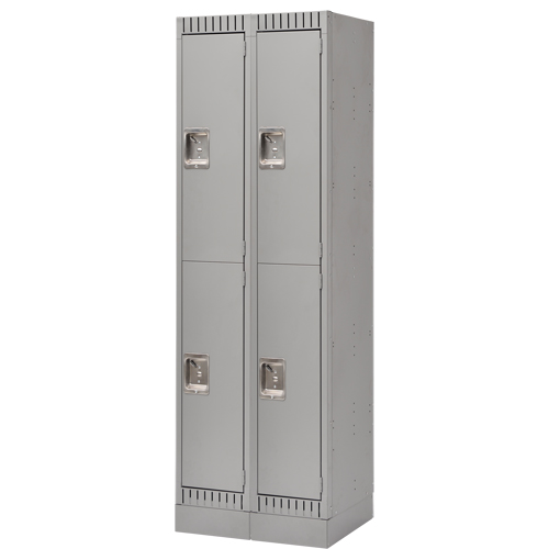 Casiers assembl&eacute;s, 2 niveaux, Bloc de 2, 24" x 18" x 72", Acier, Gris, Rivet (assembl&eacute;) Quali-T-Solutions