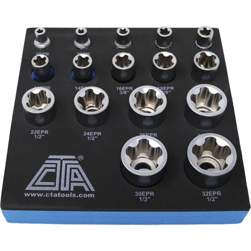 Jeu de douilles TORX EPR &agrave; 5 pans, 16 Morceaux, Prise de 1/4"/3/8"/1/2" Quali-T-Solutions