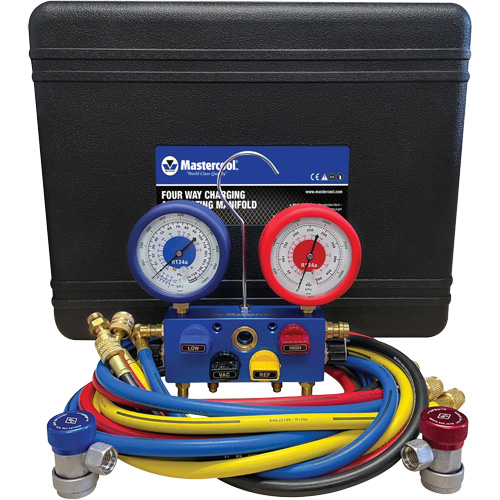 Ensemble de jauge &agrave; collecteur en aluminium 4 voies R134A Quali-T-Solutions