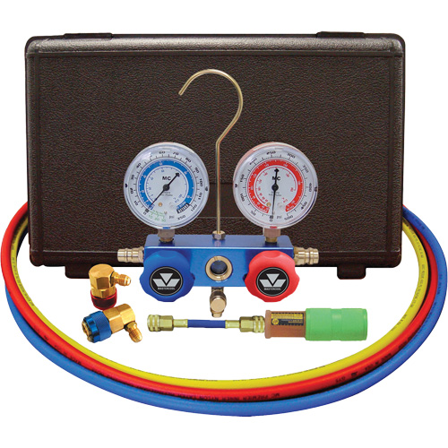 Ensemble de manom&egrave;tre &agrave; collecteur &agrave; deux voies pour l'automobile R134A avec mini injecteur de colorant Quali-T-Solutions