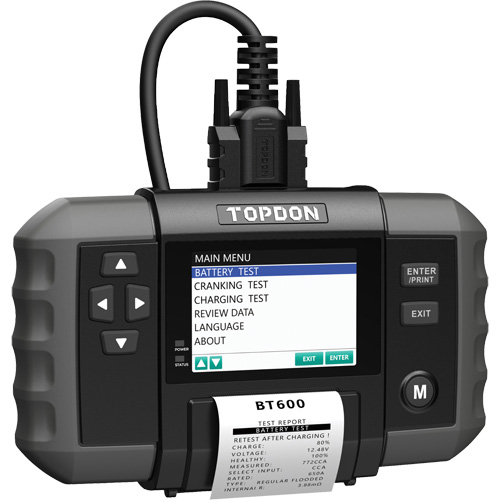 Testeur de batterie 12?V et de syst&egrave;mes 12?V/24?V BT600 avec imprimante int&eacute;gr&eacute;e Quali-T-Solutions