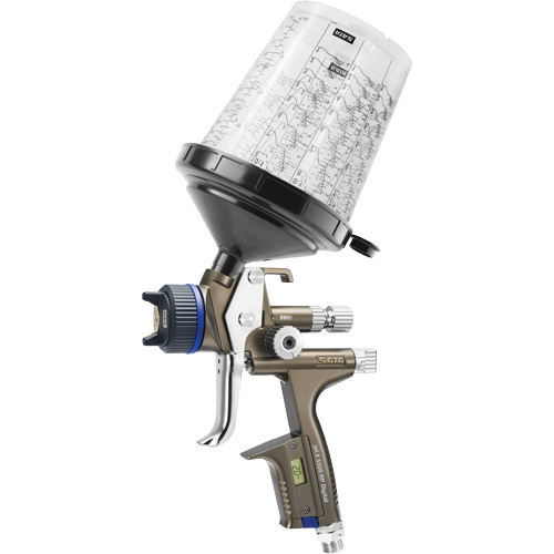 Pistolet de peinture de premi&egrave;re qualit&eacute; pour peinture automobile avec psi num&eacute;rique X5500 RP 1,3 O RPS D, Entr&eacute;e d'air 1/4" NPT, 10,24 pi³/min, Capacit&eacute; 0,6 L/0,9 L, 0,17 psi Quali-T-Solutions