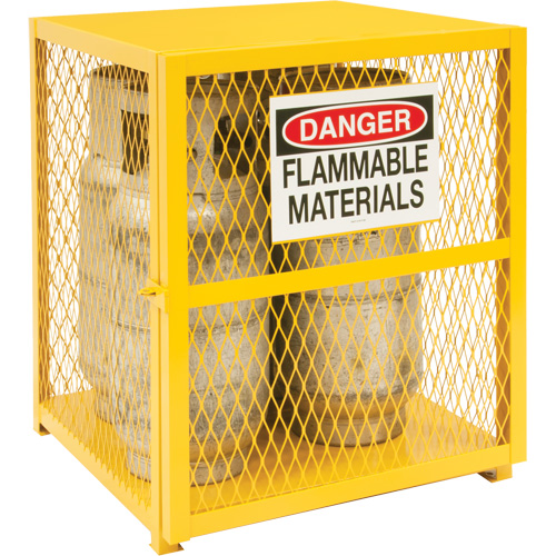 Gas Cylinder Storage Cabinet, 4 Cylinder Capacity, 30" W x 30" D x 35" H, Yellow Quali-T-Solutions