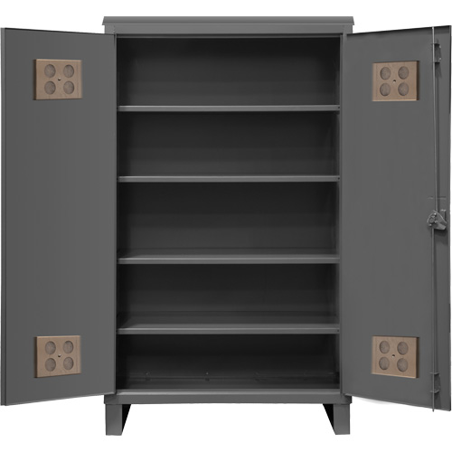 Heavy-Duty Outdoor Cabinet, Steel, 4 Shelves, 78" H x 48" W x 24" D, Grey Quali-T-Solutions