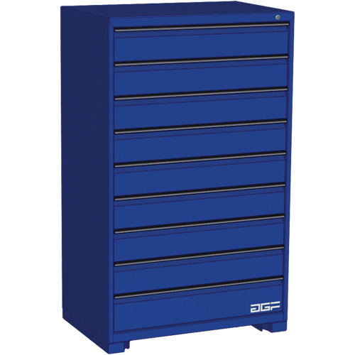 Armoire &agrave; tiroirs modulaire, 9 tiroirs, 36" la x 24" p x 60" h, Bleu Quali-T-Solutions